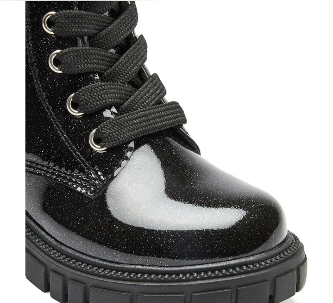 STIVALETTO LUCIDO BRILLANTINATO NERO CONGUITOS