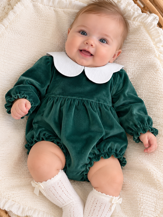 PAGLIACCETTO CHIC IN VELLUTTO VERDE PAPPA&LATTE