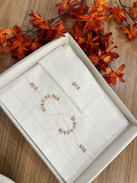 LENZUOLINA RICAMI DI ROSA ARTIGIANBABY