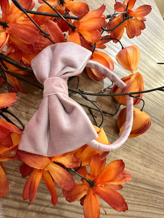 CERCHIETTO ROSA CON FIOCCO IN VELLUTO PAPPA&LATTE