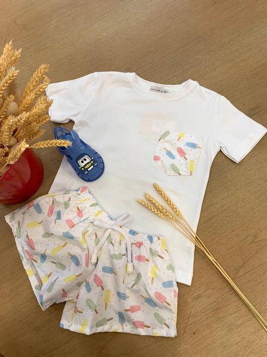 COMPLETO T-SHIRT E COSTUME GHIACCIOLI