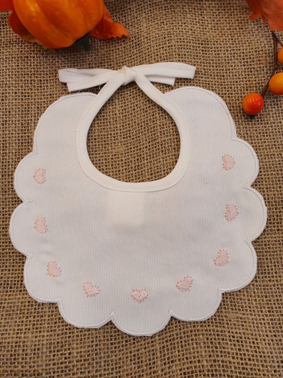 BAVETTA CON CUORI RICAMATI ROSA PAPPA&LATTE