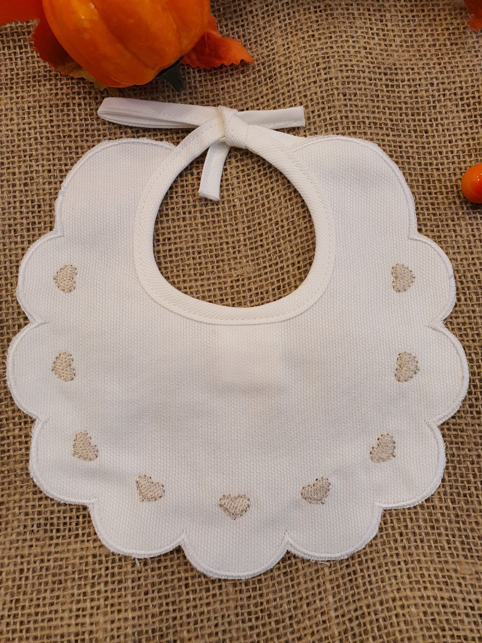 BAVETTA CON CUORI RICAMATI BEIGE PAPPA&LATTE