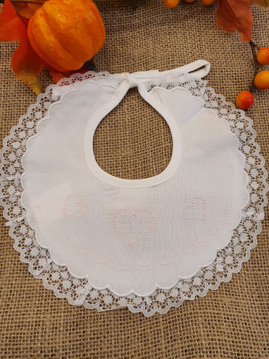 BAVETTA DOPPIO RICAMO CON CUORI ROSA PAPPA&LATTE