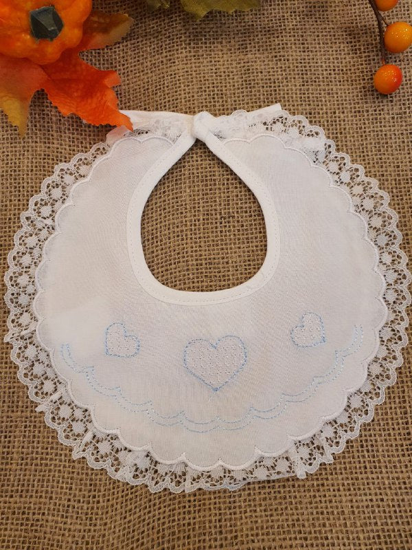 BAVETTA DOPPIO RICAMO CON CUORI AZZURRI PAPPA&LATTE