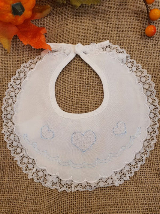 BAVETTA DOPPIO RICAMO CON CUORI AZZURRI PAPPA&LATTE