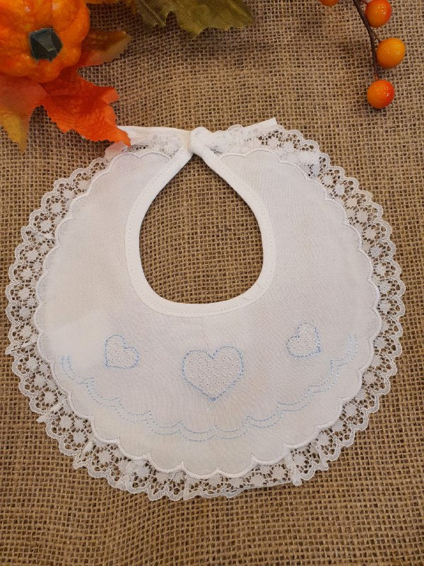 BAVETTA DOPPIO RICAMO CON CUORI AZZURRI PAPPA&LATTE