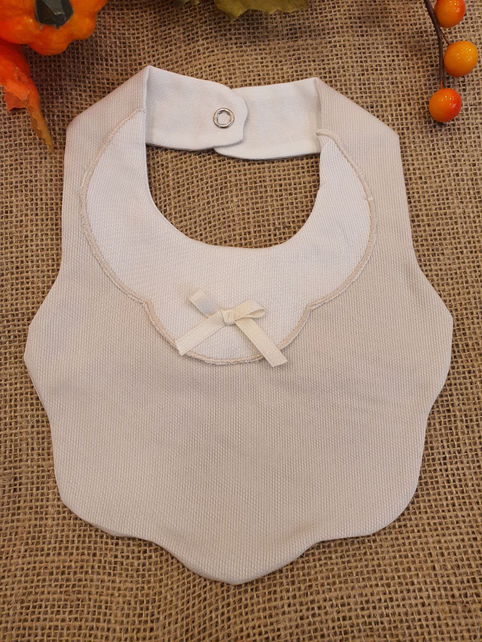 BAVETTA BIANCO-BEIGE CON FIOCCO IN RASO PAPPA&LATTE