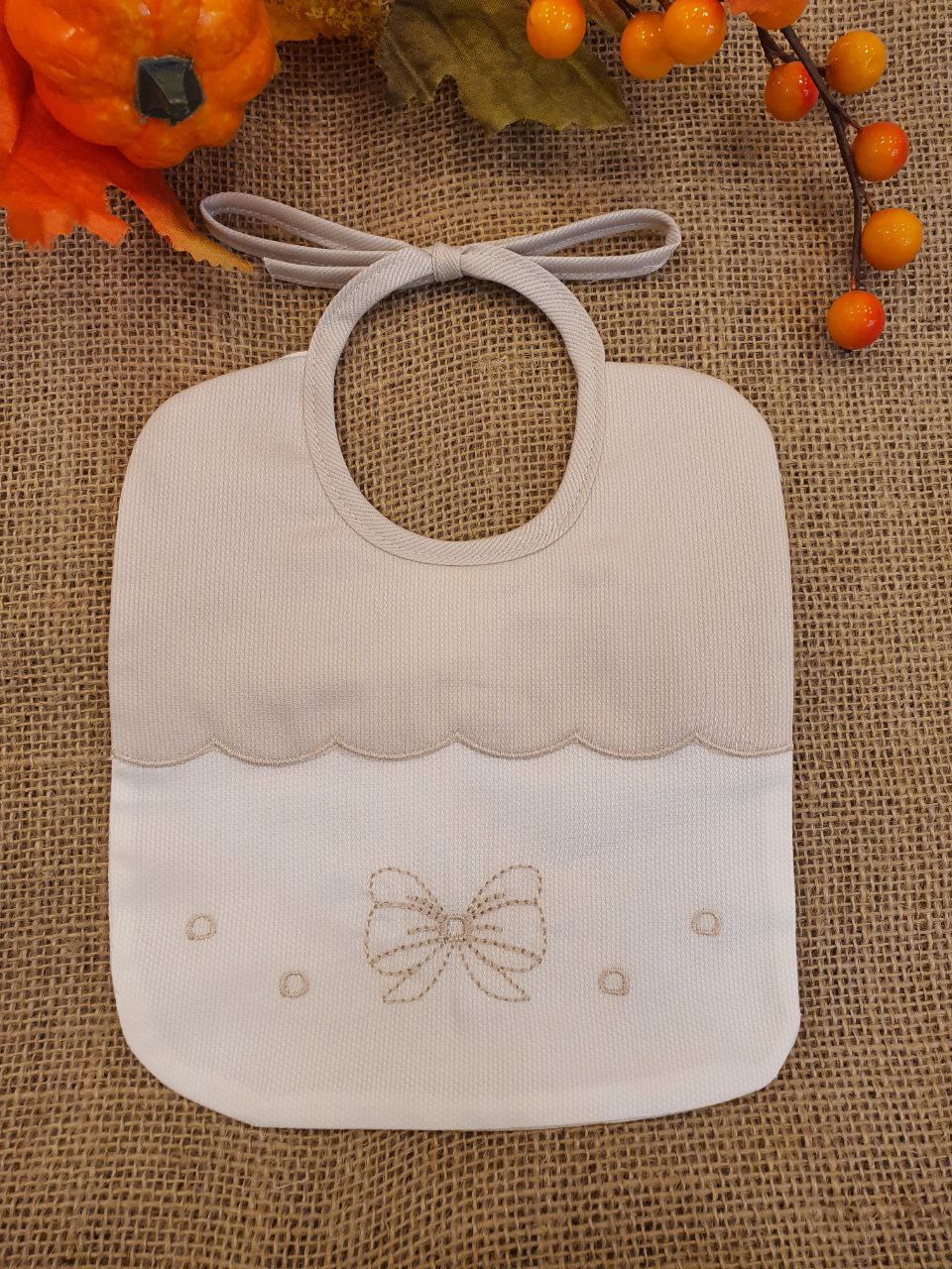 BAVETTA BIANCO-BEIGE CON FIOCCO RICAMATO PAPPA&LATTE