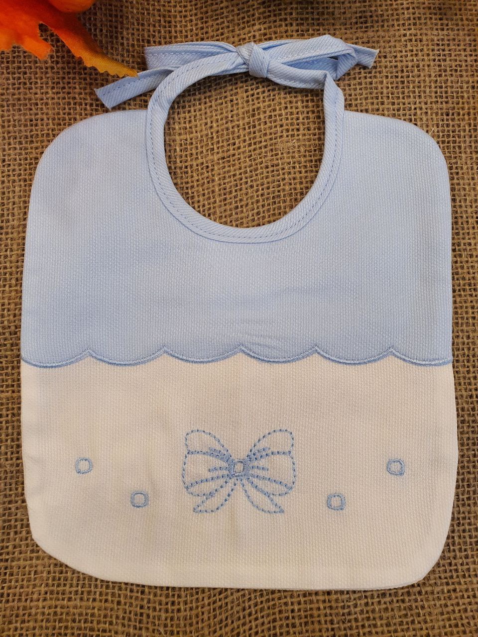 BAVETTA BIANCO-AZZURRO CON FIOCCO RICAMATO PAPPA&LATTE