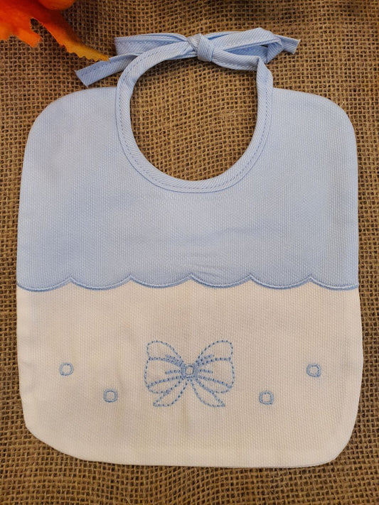 BAVETTA BIANCO-AZZURRO CON FIOCCO RICAMATO PAPPA&LATTE