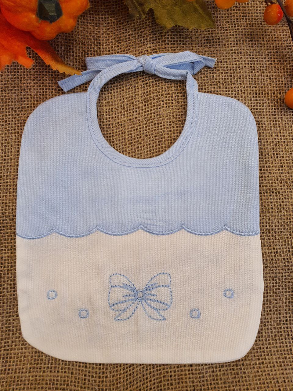 BAVETTA BIANCO-AZZURRO CON FIOCCO RICAMATO PAPPA&LATTE