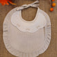 BAVETTA BIANCO-BEIGE DOPPIO BAVERO CON FIOCCO RICAMATO PAPPA&LATTE