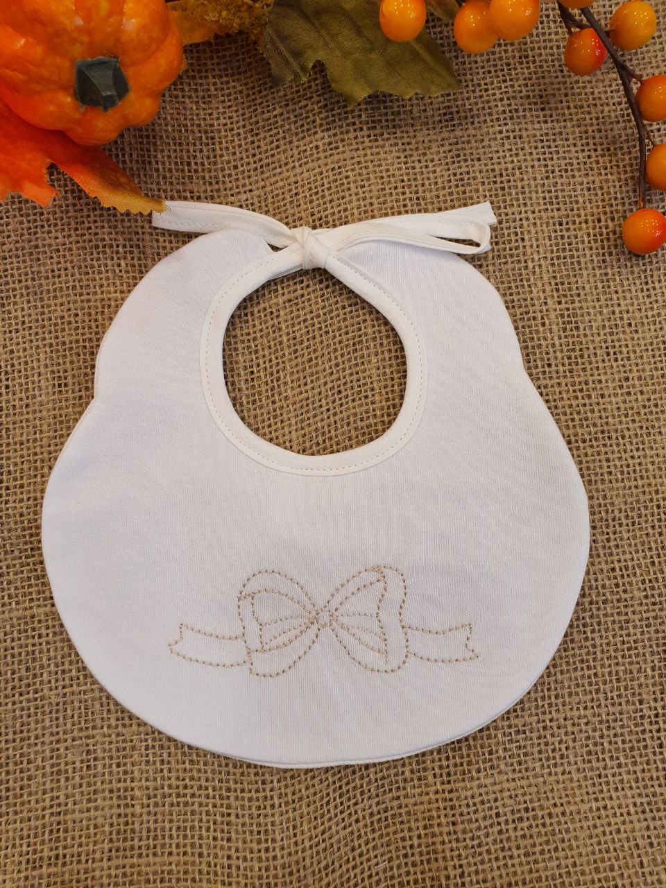 BAVETTA CON FIOCCO RICAMATO BEIGE PAPPA&LATTE