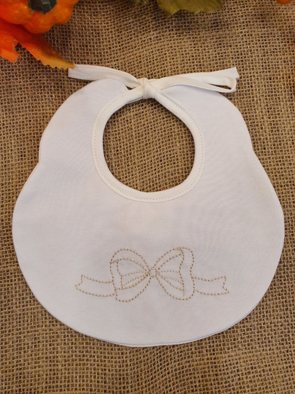 BAVETTA CON FIOCCO RICAMATO BEIGE PAPPA&LATTE