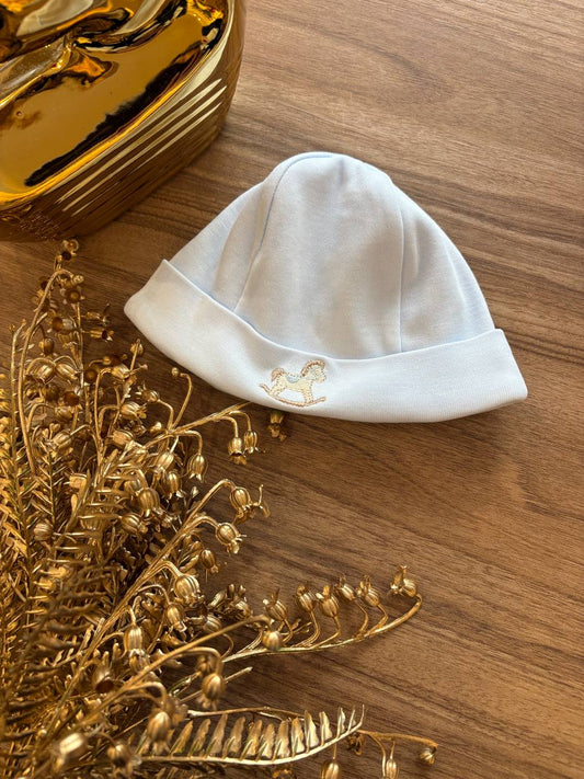 CAPPELLINO CELESTE CAVALLO A DONDOLO BABY GI