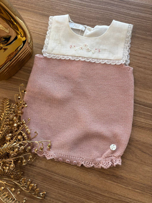 PAGLIACCETTO ROSA CON RICAMO IN PIZZO PAZ RODRIGUEZ