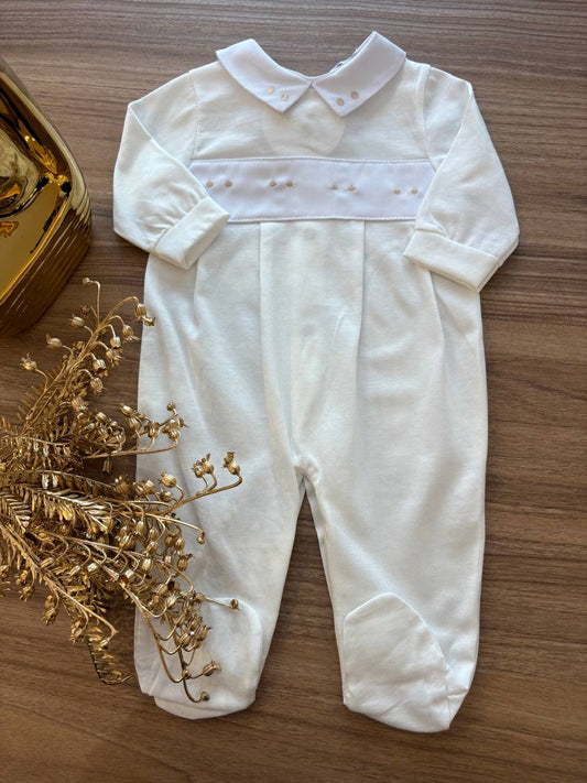 TUTINA BIANCA CON POIS BEIGE