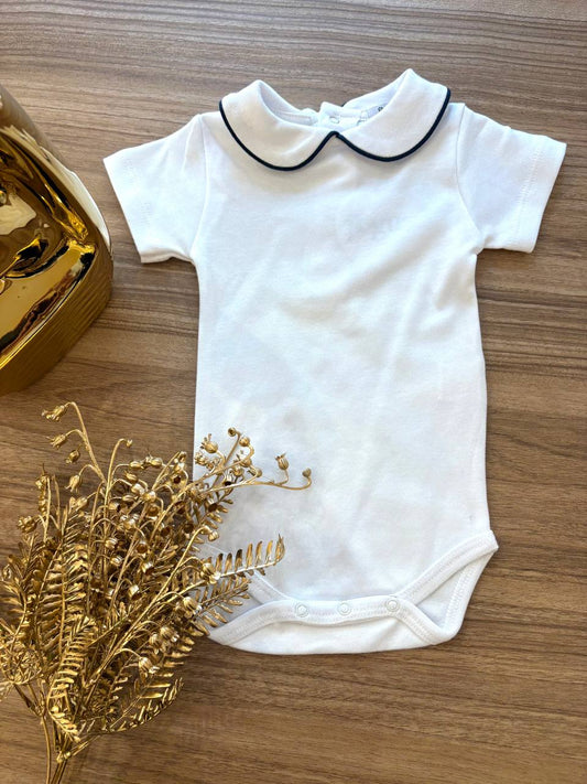BODY BIANCO CON COLLETTO BLU