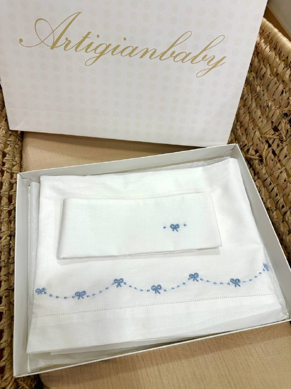 LENZUOLINO NIDO D'AMORE ARTIGIANBABY BIANCO-AZZURRO