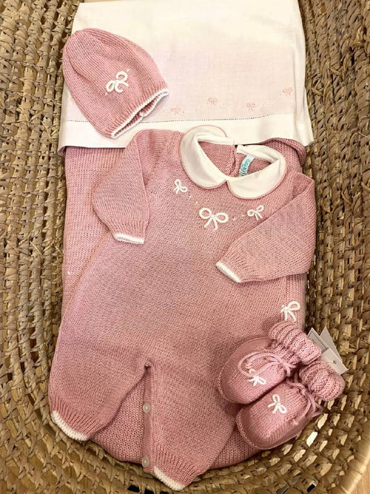 COORDINATO NASCITA BEBE' DI ALMY NIDO D'AMORE ROSA