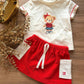GONNELLINA ROSSA E T-SHIRT ORSETTO MINIBANDA