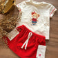 GONNELLINA ROSSA E T-SHIRT ORSETTO MINIBANDA