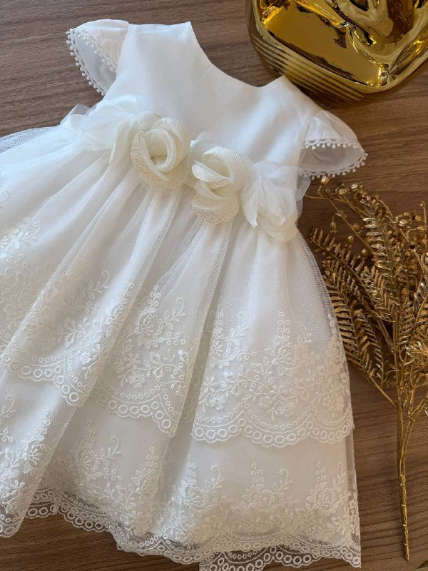 ABITO BATTESINAMLE PANNA ROSELLINE TETO E TATTA