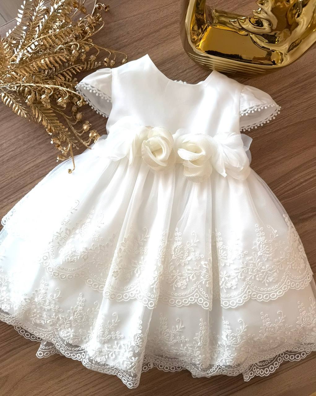 ABITO BATTESINAMLE PANNA ROSELLINE TETO E TATTA