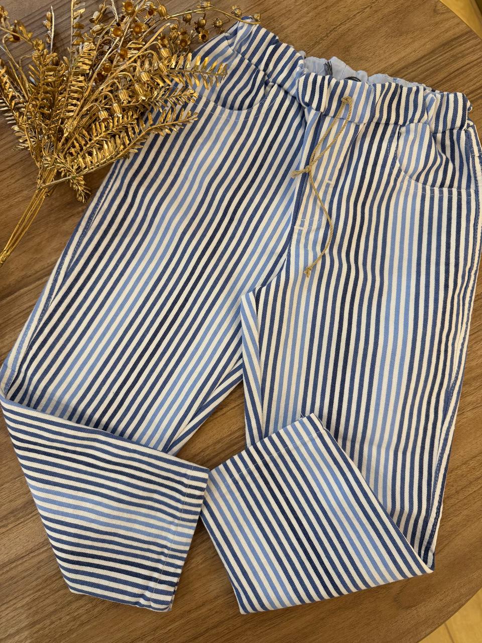 PANTALONE A RIGHE BLU BIANCO E CELESTE JO MILANO