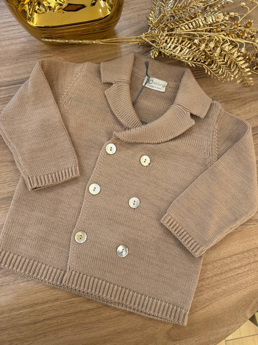 CARDIGAN IN FILO MARRONE DOPPIO PETTO JO MILANO