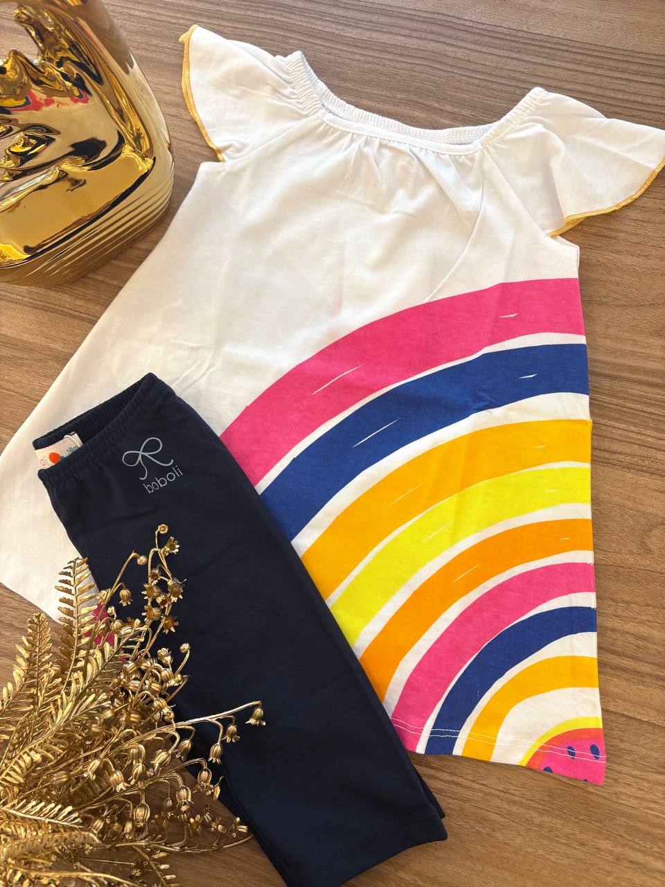 COMPLETO T-SHIRT E LEGGINS FLUO BOBOLI