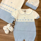 COORDINATO NASCITA  CELESTE CON FIOCCHI BABY LORD