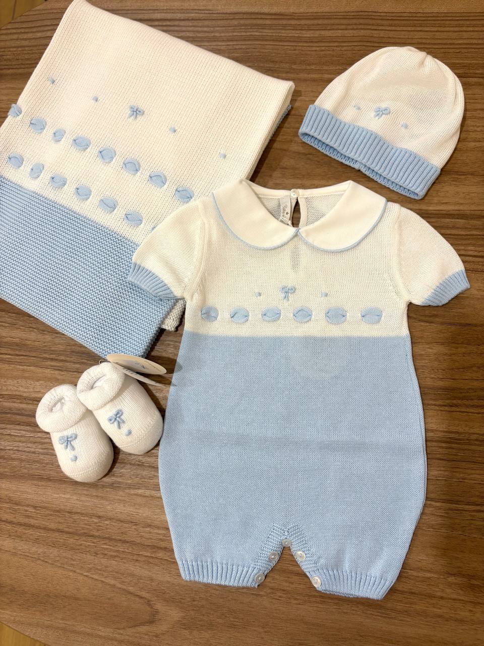 COORDINATO NASCITA  CELESTE CON FIOCCHI BABY LORD