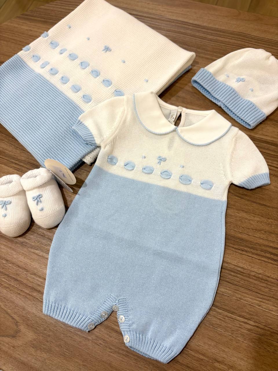 COORDINATO NASCITA  CELESTE CON FIOCCHI BABY LORD