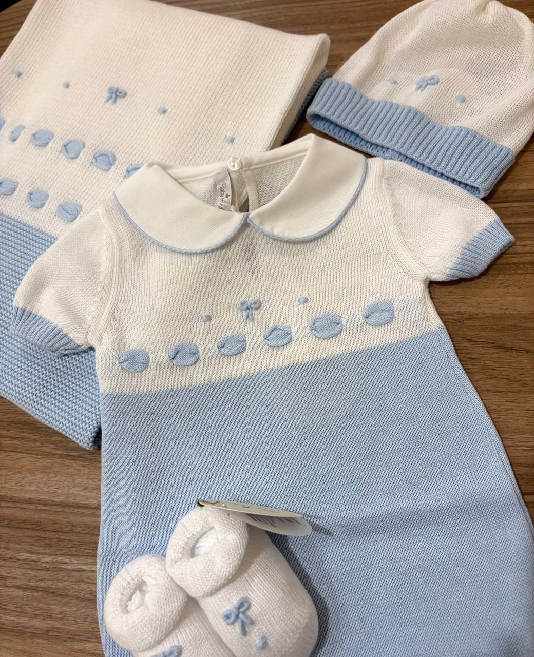 COORDINATO NASCITA  CELESTE CON FIOCCHI BABY LORD