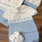 COORDINATO NASCITA  CELESTE CON FIOCCHI BABY LORD