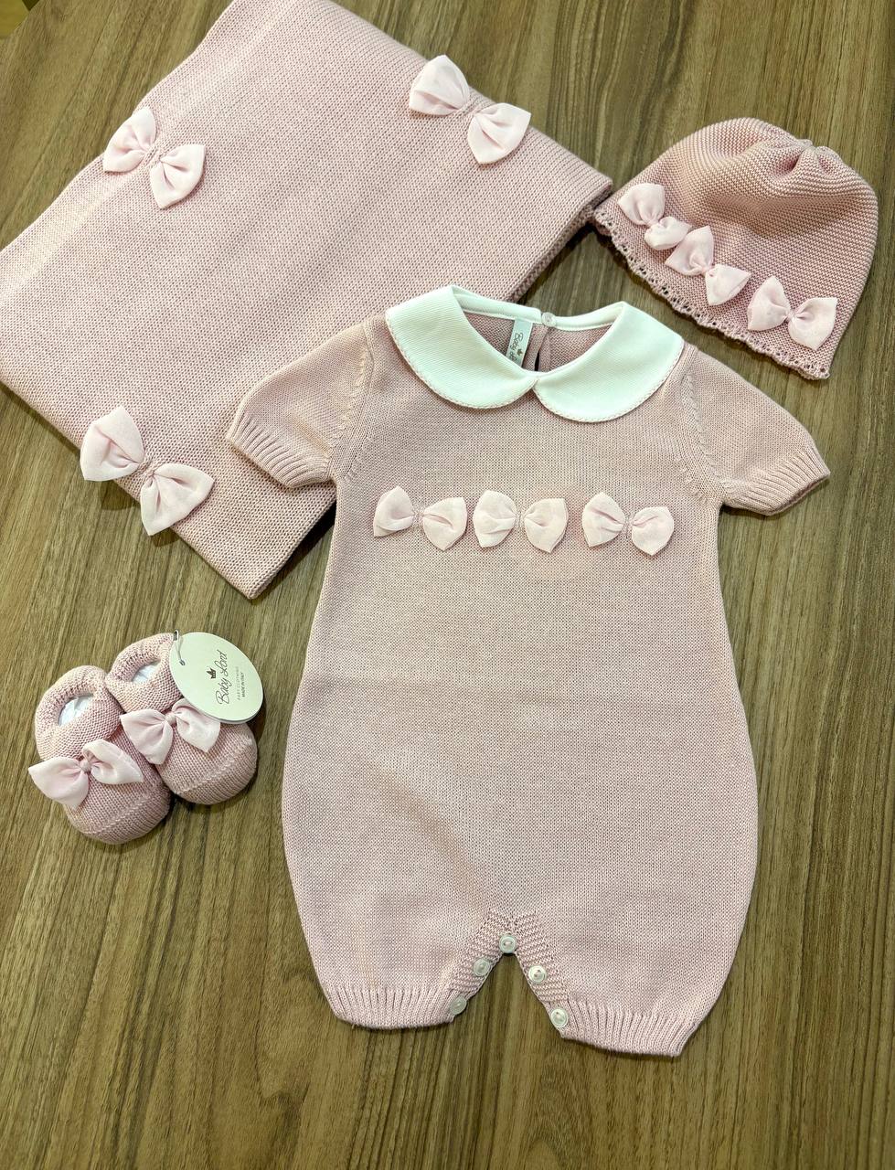 COORDINATO NASCITA ROSA CON FIOCCHI BABY LORD