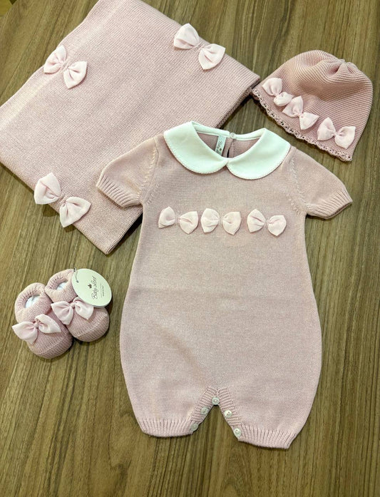 COORDINATO NASCITA ROSA CON FIOCCHI BABY LORD