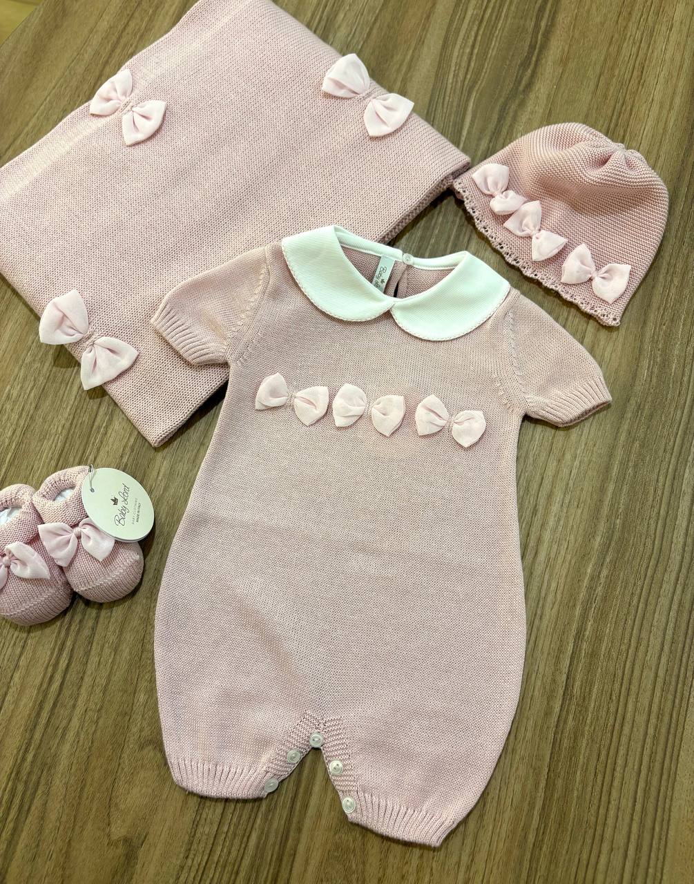 COORDINATO NASCITA ROSA CON FIOCCHI BABY LORD