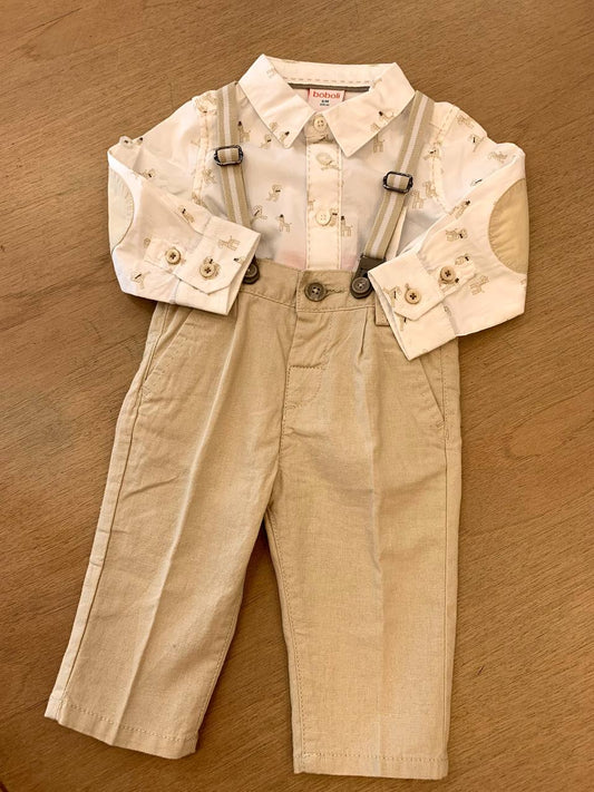 PANTALONE BEIGE BRETELLE BOBOLI