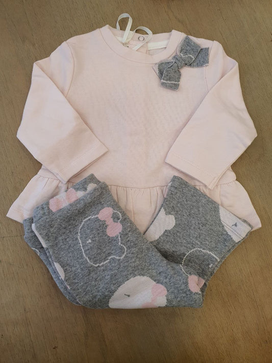 COMPLETO ORSETTO A ZAMPA ROSA E GRIGIO MINIBANDA