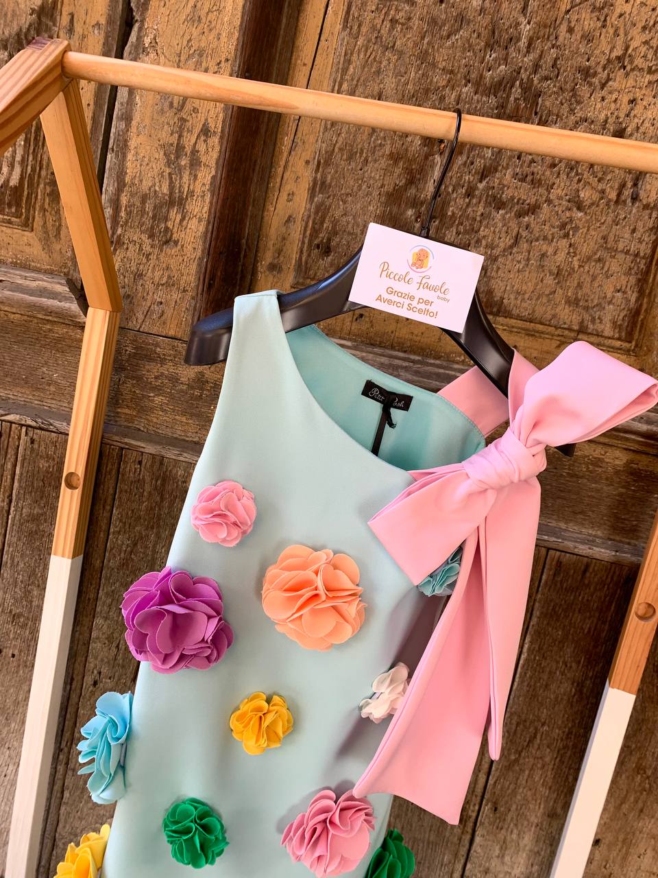 VESTITO PEONIE VERDE ACQUA PETIT POSH