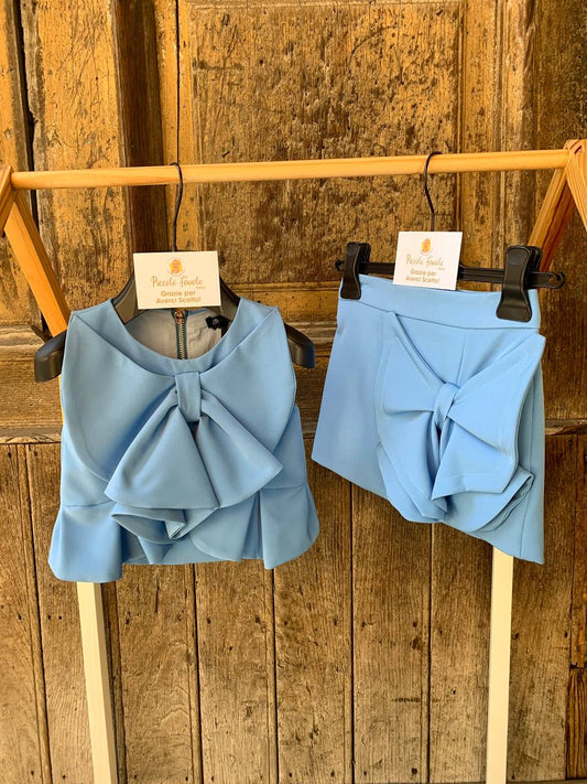 COMPLETO CON FIOCCO AZZURRO PETIT POSH