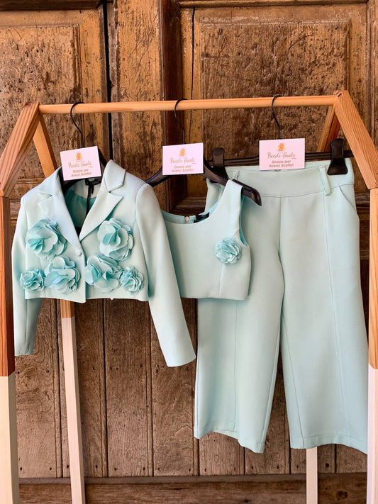 PANTALONE PEONIE VERDE ACQUA PETIT POSH