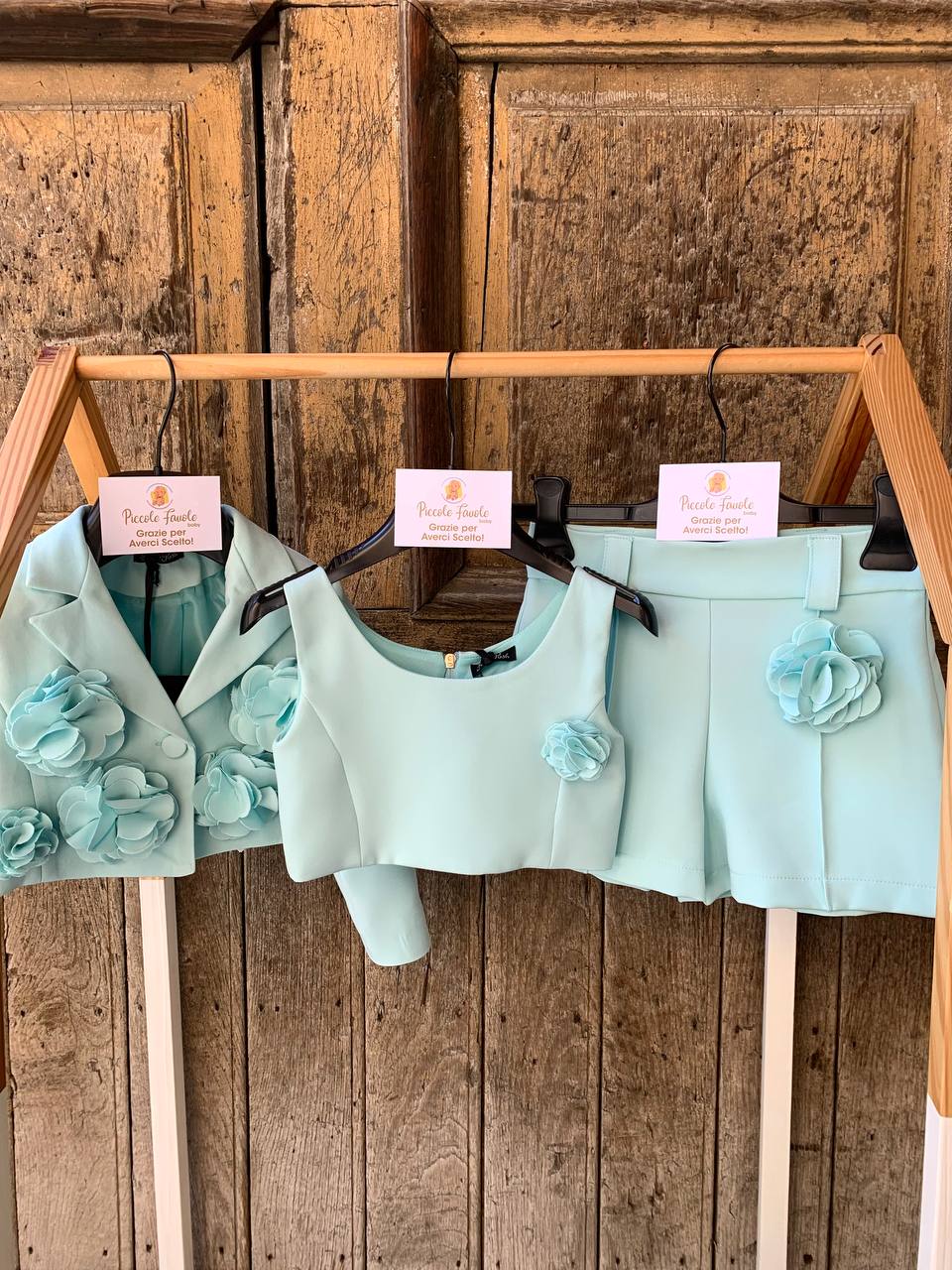 SHORTS PEONIE VERDE ACQUA PETIT POSH