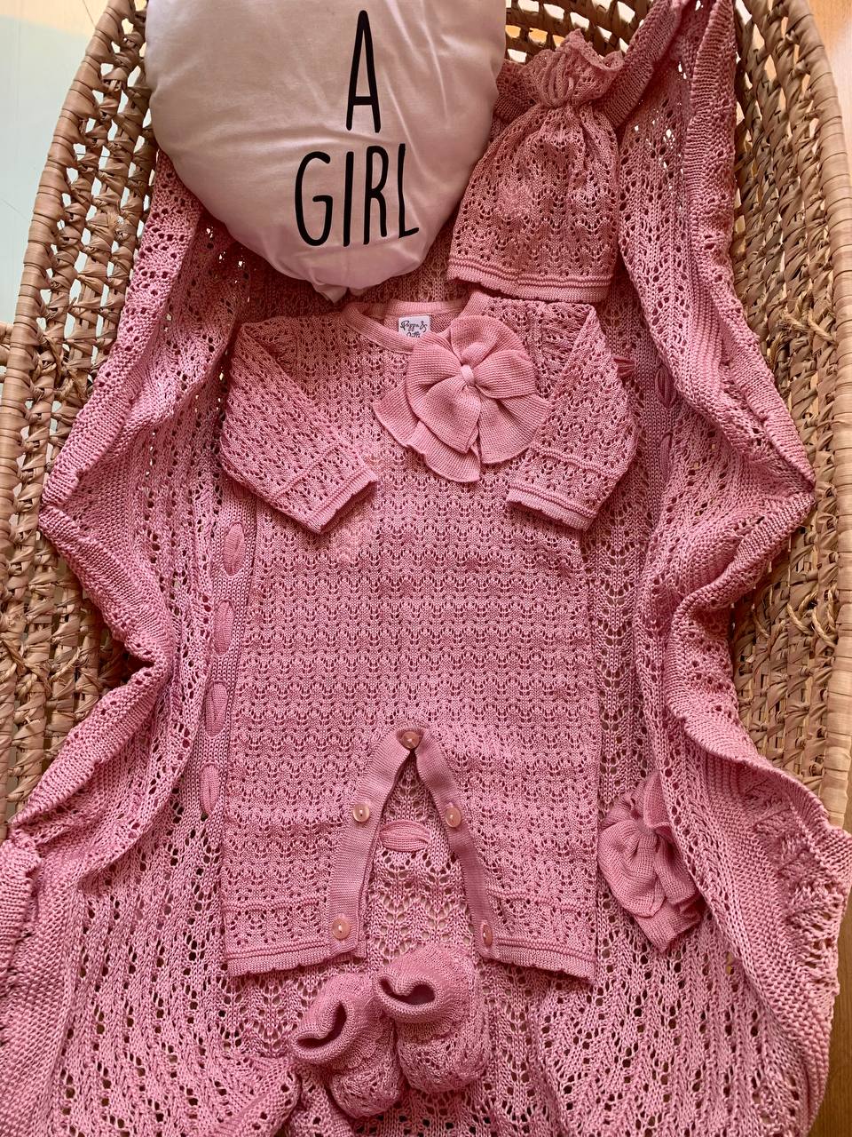 COORDINATO IN FILO ROSA PAPPA E LATTE