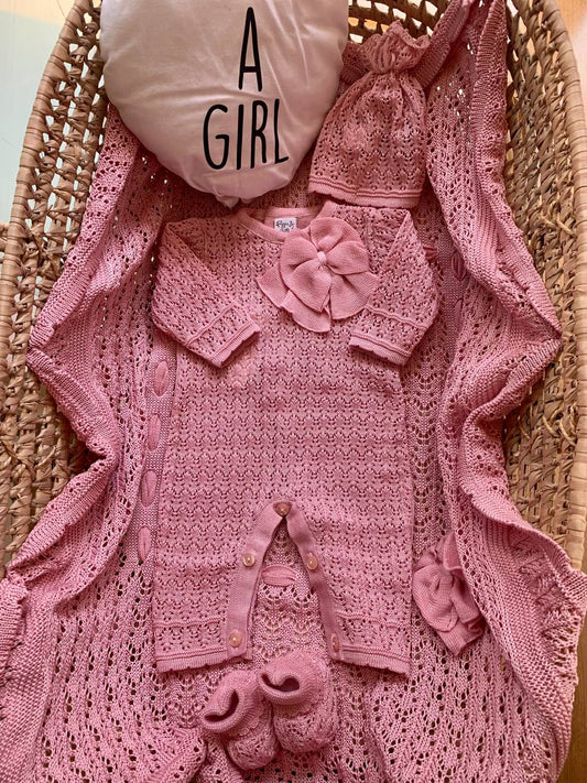 COORDINATO IN FILO ROSA PAPPA E LATTE