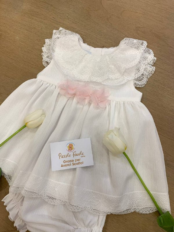 ABITO BATTESIMALE BIANCO E ROSA GRANLEI