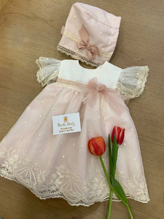 ABITO BATTESIMALE BIANCO E ROSA
